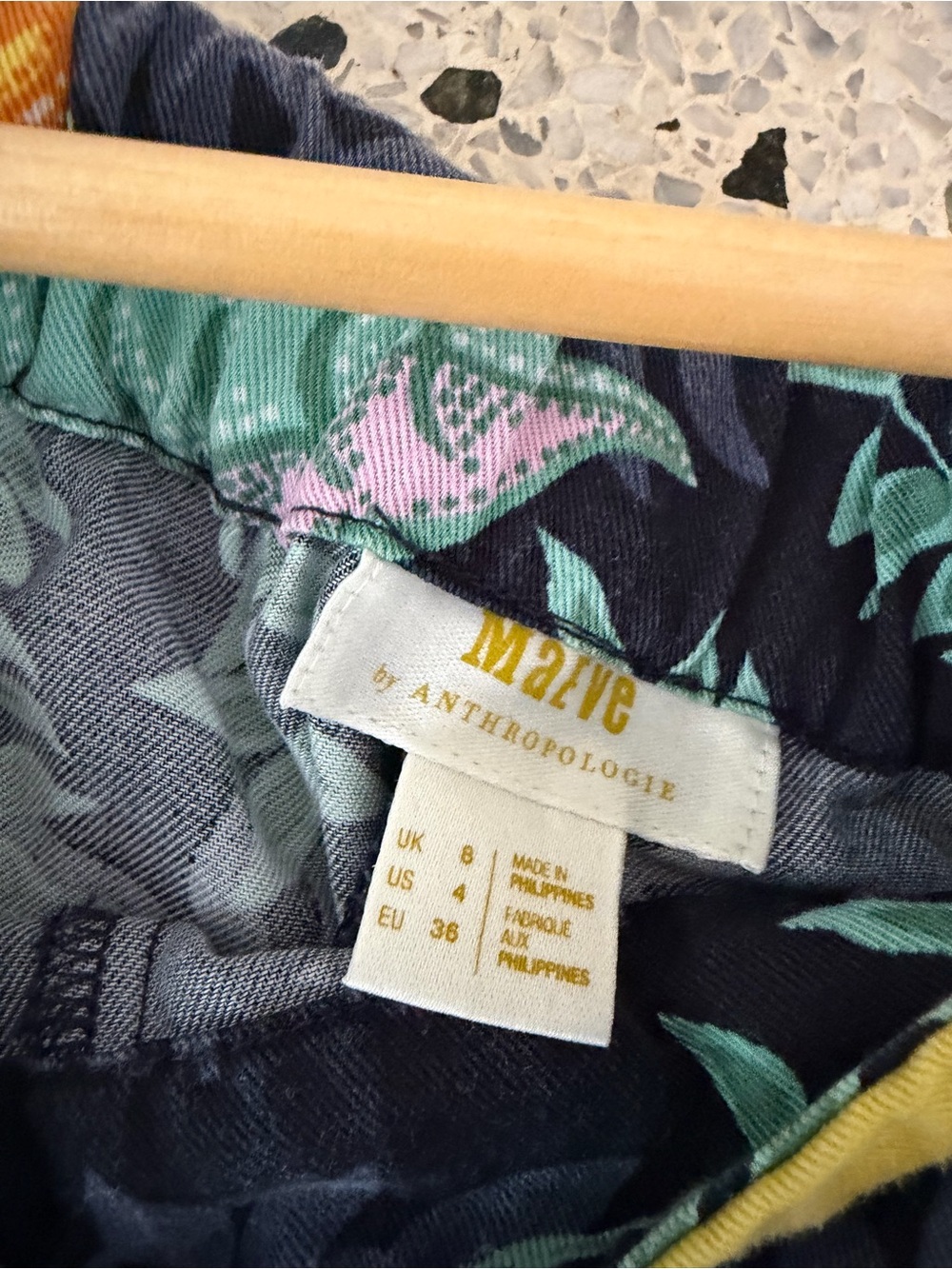 Maeve Navy Wide-Leg Tropical Print Pants - Picture 3 of 3